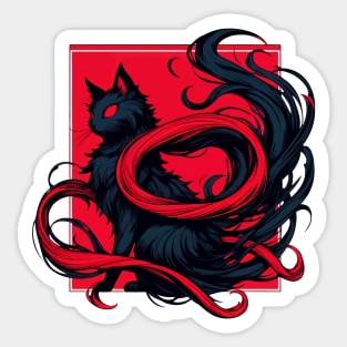 Cool Abstract Art Black Cat Demon Sticker